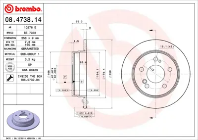 BREMBO 08.4738.14 Fren Dıskı Arka W202 93>00 W124 93>95 C124 93>97 A2014231212