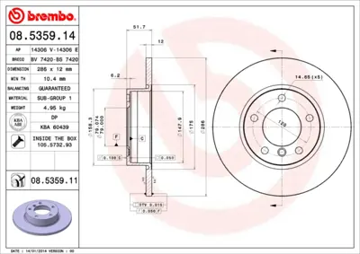 BREMBO 08.5359.14 On Fren Aynası E36 316ı 318ı 318tı 90 00 34116757751