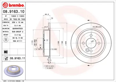 BREMBO 08.9163.10 Arka Fren Dıskı Mını R50 R52 R53 R55 R56 34211503070