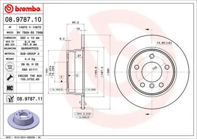 BREMBO 08.9787.10 Arka Fren Dıskı Bmw E87 34216855001