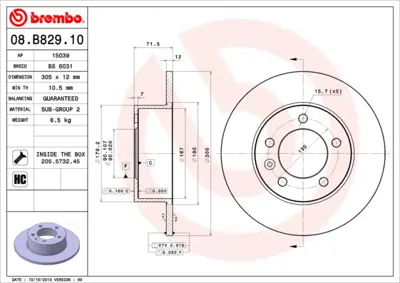 BREMBO 08.B829.10 Arka Fren Aynası Duz Master Iıı 2.3dcı 02 / 10> 4320600Q0J 8660003519 95528683