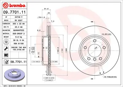 BREMBO 09.7701.11 On Fren Dıskı Bmw E46 00> 34116864058