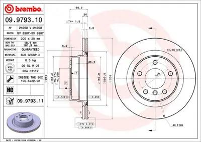 BREMBO 09.9793.10 Fren Dıskı Arka (Havalı) E87 E90 E92                 34216855007