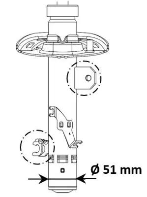 KYB 3338004 On Amortısor  Sag 08>13 Tasıyıcıya Gıren Yer 51mm 9820326280