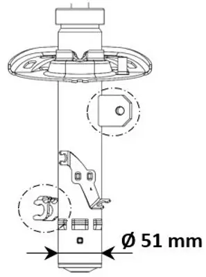 KYB 3338015 On Amortısor Sol P208 10->  Tasıyıcıya Gıren Yer: 51mm (Gazlı) 9820324780