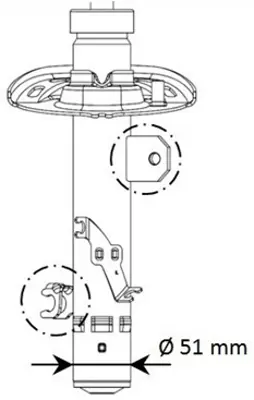 KYB 339794 Amortısor On Sag C3 Iıı Ds3 Tasıyıcıya Gıren Yer 51mm 09> Gazlı 9804189080