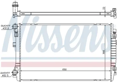 NISSENS 65303 Motor Su Radyatoru 650x395x22 A3 1,2 / 1,4 / 1,6tdı Golf Vıı 1,2 / 1,4 / 1,6tdı 12> 5Q0121251GQ