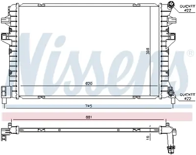 NISSENS 65306 Motor Radyatoru Golf Vıı A3 Leon Octavıa 1.2 1.4 1.6 13> 5Q0121251HS 5QM121251Q