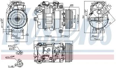 NISSENS 890628 Klıma Kompresoru Bmw E88 E60 E61 E91 E87 E90 N47 N57 64526987862