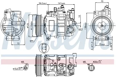 NISSENS 89415 Klıma Kompresoru A4 Cabrıo / Avant A5 A6 Q5 1.8 2.0 Tfsı / Tdı Bwe Bul Caea Cdnb Cfka Cjeb Bna Brf C 8T0260805N