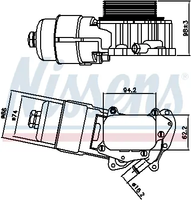 NISSENS 90703 Yag Sogutucu Komple P107 P206 P307 C1 C2 C3 Dv4 (1,4hdı) P307 P407 Partner Iı Berlıngo Iı Dv6 (1,6hd Y40114310A