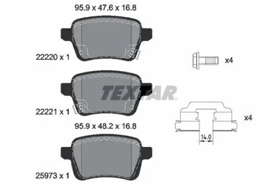 TEXTAR 2222001 Arka Fren Disk Balatası Corsa-E 1605285mtex 95524971