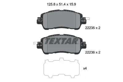 TEXTAR 2223501 Fren Balatası Ön 4465WB001 D10605RB0A DHY93328Z