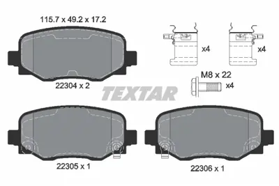 TEXTAR 2230401 Fren Balatası Arka 77368077 77368788