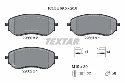 TEXTAR 2266001 Fren Balata Seti  A4704205300 D10605JU0A