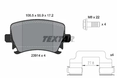 TEXTAR 2391402 Fren Balata Seti  3C0698451A JZW698601AQ