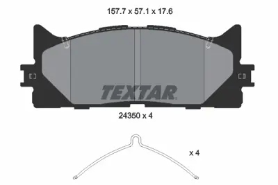 TEXTAR 2435001 Fren Balata Seti Diskli Fren Carmy Sedan 2.0 - 2.4 - 3.5 - 2.5 4465YZZEG