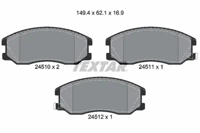 TEXTAR 2451001 Fren Balatası Antara 2.4 2.0 2.2 Captıva 2.0 2.2 D 19168899 96626069 96626070