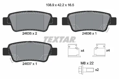 TEXTAR 2463501 Fren Balatası Cr-V Iv 1.6 İ-Dtec 2463501tex 43022T1GG00