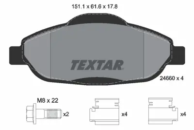 TEXTAR 2466001 Fren Balata Seti Fren Balata Seti 425426