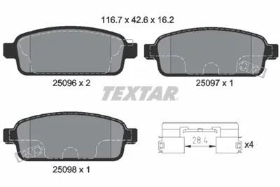 TEXTAR 2509606 Fren Balatası Arka 95516196