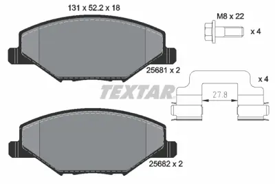 TEXTAR 2568101 Fren Balata Seti Fren Balata Seti JZW698151AK JZW698302CB