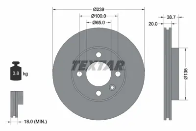 TEXTAR 92012103 Fren Diski Pro  5W0615301 841615301 JZW615301K