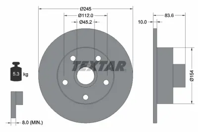 TEXTAR 92072103 Fren Diski Pro  8D0615601B