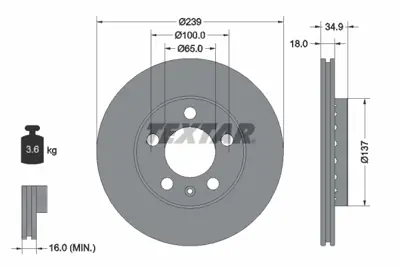 TEXTAR 92106803 Fren Diski Pro  JZW615301M