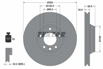 TEXTAR 92121705 Fren Diski Pro+ Touareg 3.2 V6 - 4.2 V8 7l8615301 7L8615301 95535140151