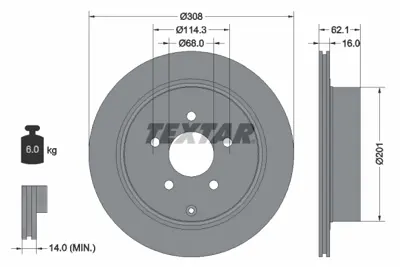 TEXTAR 92149303 Fren Diski Pro  43206WL000