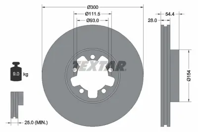 TEXTAR 92151903 Fren Diski Pro Transıt 2.2 Tdci 1371393 ME6C1J1125AB