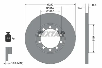 TEXTAR 92152003 Ön Fren Diski Transit  2,2 4502058 ME6C1J2A315AB