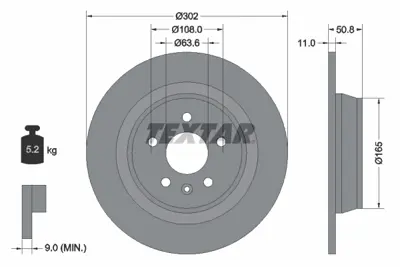 TEXTAR 92159303 Fren Diski Focus Iı Kuga Mondeo Range Rover 2.0 Lr027123 LR027123 MEGG9J2A315AA