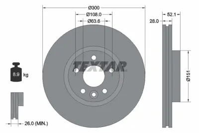 TEXTAR 92196905 Fren Diski Mondeo Iv 1.6 Ti 2.0 Scti 7g911125ea 7G911125EA