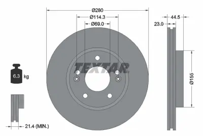 TEXTAR 92243103 Fren Diski Elantra 1.6 İ30 1.4 1.6 Ceed 1.0 1.4 1. 51712a6000 S517122V000 S51712A6000E