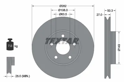 TEXTAR 92303405 Fren Dıskı Ön JX611125AEB