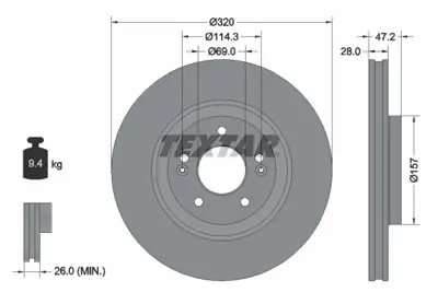 TEXTAR 92306303 Fren Dıskı Ön 51712D7100