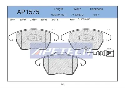 APETECH AP1575 Fren Balatası Ön Fişli Golf Iv 97> Golf V 03> Golf Vı 08> Polo V 09> Eos 06> Jetta Iıı 05> Jetta Iv 10> Passat B7 10> Passat B6 05> Scırocco 08> Beetle 11> Caddy Iıı 04> Touran / A1 10> A3 03> / Toledo Iıı 04> Toledo Iv 12> Altea 04> Ibıza V 08> Leon 05> / Fabıa Iıı 14> 