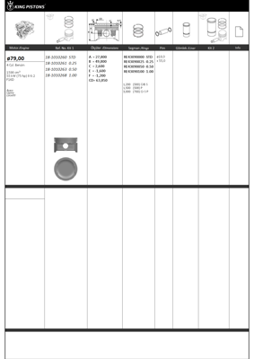 KING PISTON 18-1010263 Motor Pıston+segmanı ( Rıken ) 79,00+0,50mm Cap Aveo Optra Lacettı F16d R 4 Petrol-1598 Cm³-55 Kw (7 GM 96389106, GM S1220014, GM S1220015, GM 93740225, GM S1220016, GM 9353800, GM 50011127, GM 800020740000