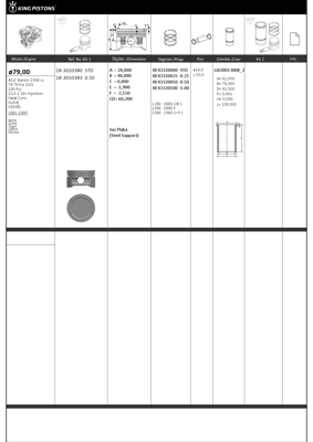 KING PISTON 18-3010383 Motor Pıston+segmanı ( Rıken )  79,00+0,50mm Cap Astra Corsa Tıgra Zafıra Vectra X16xe-X16xel 4sıl.  GM 96637610