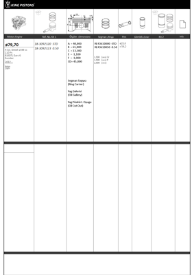 KING PISTON 18-3092323 Motor Pıston+segmanı ( Rıken ) 79,70+0,50mm Cap Astra Zafır B16dtl Euro 6-Eocotec 4 Sıl. Dızel 1598  GM 87-73466