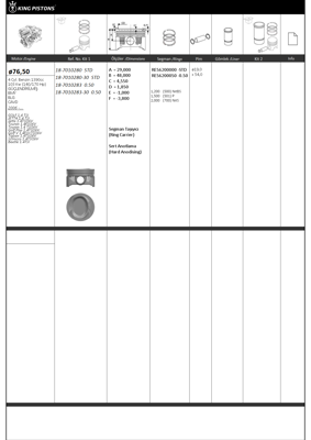 KING PISTON 18-7010280 Pıston+segman (76,51mm Std) Golf V / Vı / Plus Alhamra Beetle (Touran 1,4tsı / Fsı) Eos Jetta Iıı /  GM 03C107065AQ  87-7251