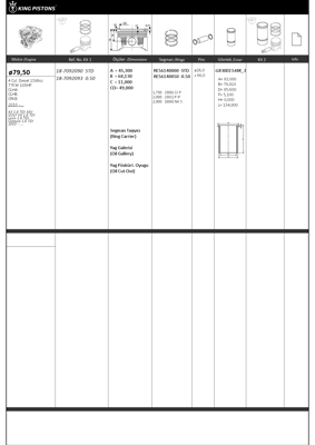 KING PISTON 18-7092090 Pıston + Segman Std 79.50mm Golf Vıı Passat Touran A1 A3 Leon Toledo Octavıa Rapıd Superb 1.6tdı Dcx
