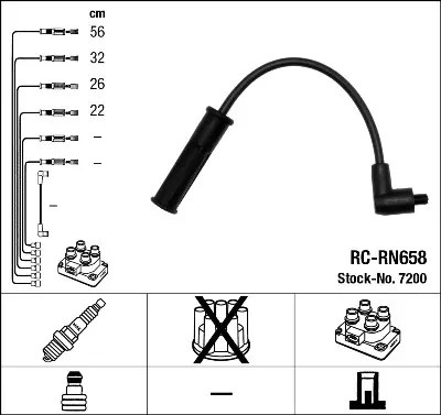 NGK 7200 Bujı Kablosu Takım 7700273826 8200506297 8200943801 2245000QAB 2245000Q0B 6001543606 6001543616 8200154103 224404252R 7700100590B