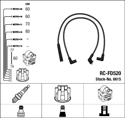 NGK 0615 Bujı Kablosu Seti A970X12280GA