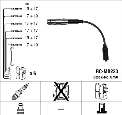 NGK 0758 Bujı Kablosu Takım (M112, 12'Lı) W202 97>00 W203 00>07 W210 96>02 W220 98>05 W163 98>02 A1121500718