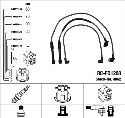 NGK 4062 Bujı Kablosu Seti 7262798