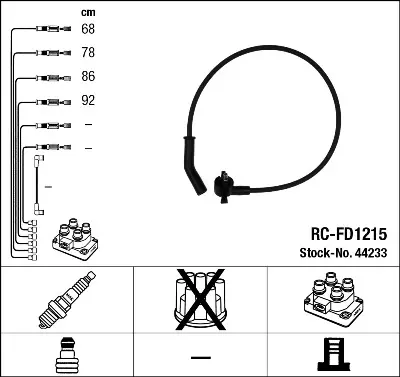 NGK 44233 Bujı Kablo Seti F2RE12280AC