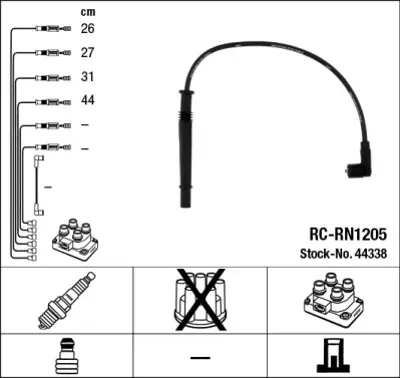 NGK 44338 Bujı Kablosu Clıo Iıı Twıngo 1.2 16v (D4f) 8200575895